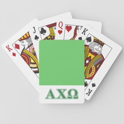 Alphi Chi Omega Green Letters Poker Cards