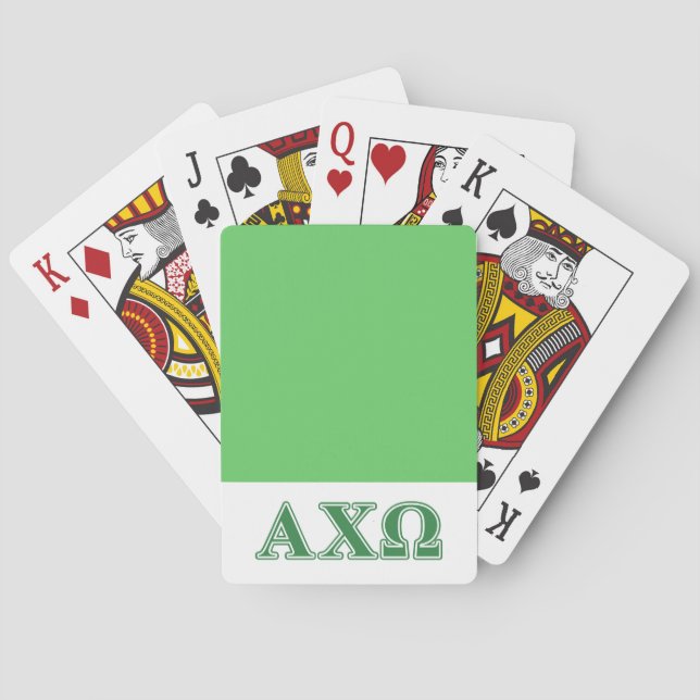 Alphi Chi Omega Green Letters Poker Cards (Back)
