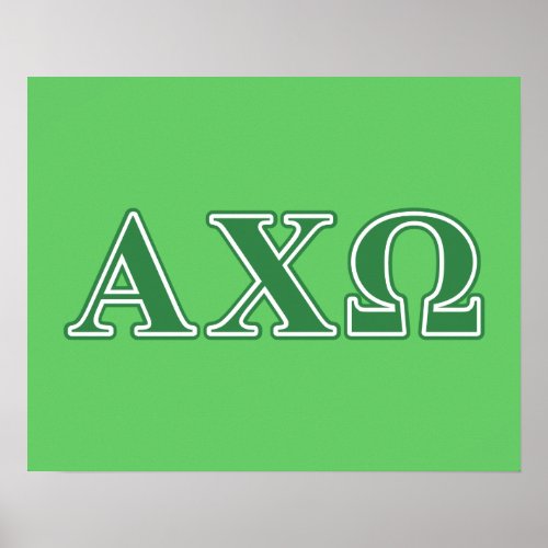 Alphi Chi Omega Green Letters Poster