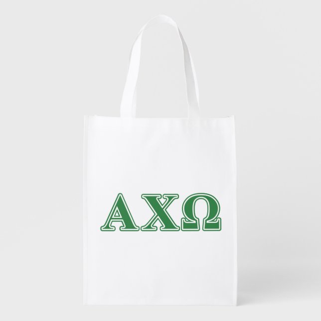 Alphi Chi Omega Green Letters Reusable Grocery Bag (Front)
