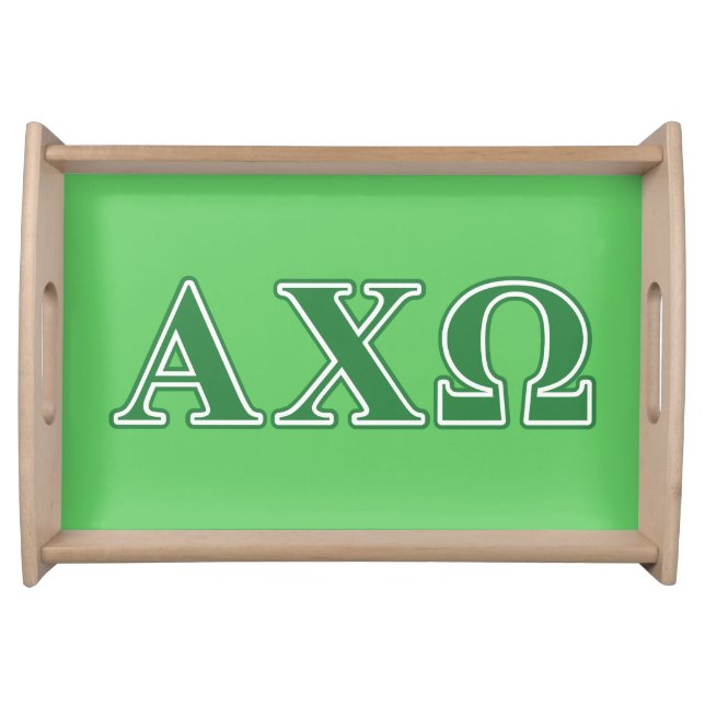 Alphi Chi Omega Green Letters Serving Tray (Front)