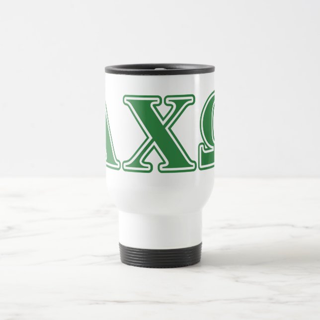Alphi Chi Omega Green Letters Travel Mug (Center)