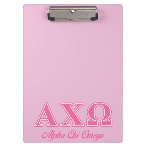 Alphi Chi Omega Pink Letters Clipboard