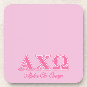 Alphi Chi Omega Pink Letters Coaster
