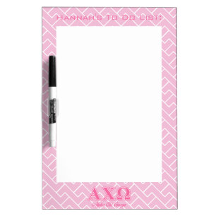Alphi Chi Omega Pink Letters Dry Erase Board