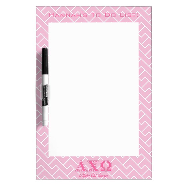 Alphi Chi Omega Pink Letters Dry Erase Board (Front)