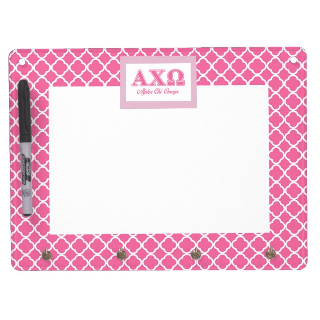 Alphi Chi Omega Pink Letters Dry Erase Board With Keychain Holder (Front)