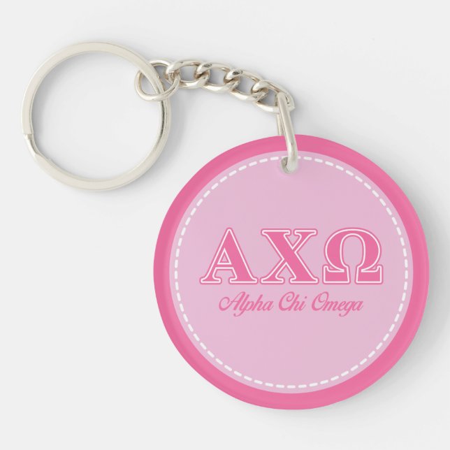 Alphi Chi Omega Pink Letters Keychain (Front)