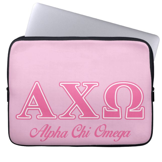 Alphi Chi Omega Pink Letters Laptop Sleeve (Front)