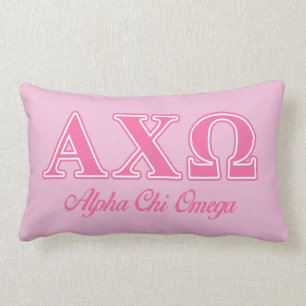 Alphi Chi Omega Pink Letters Lumbar Pillow