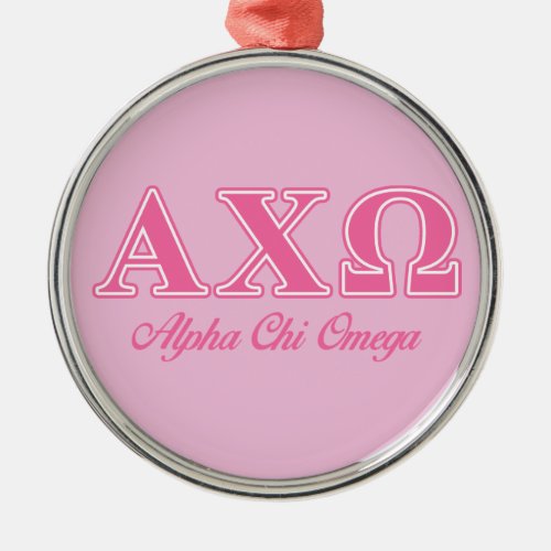 Alphi Chi Omega Pink Letters Metal Ornament