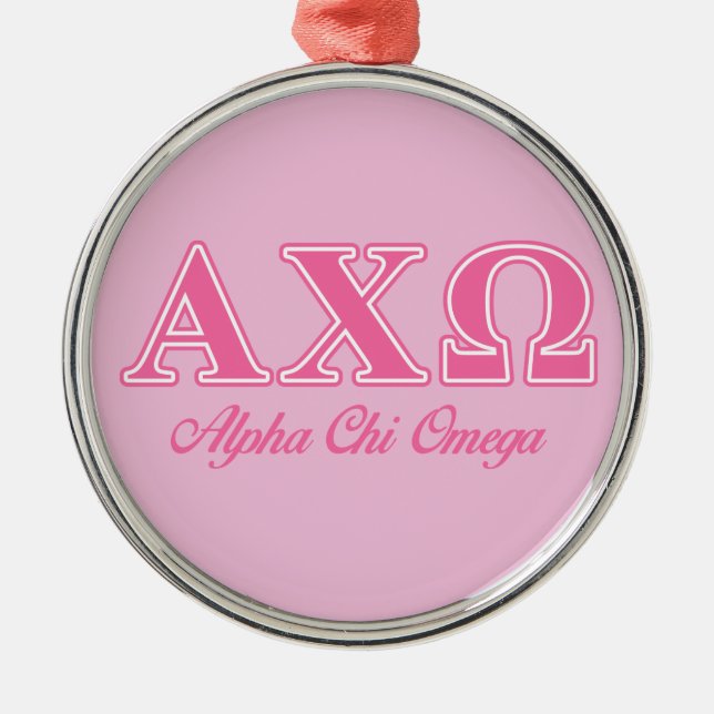 Alphi Chi Omega Pink Letters Metal Ornament (Front)