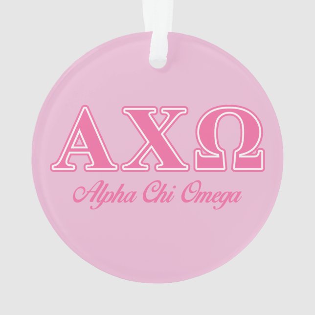 Alphi Chi Omega Pink Letters Ornament (Back)