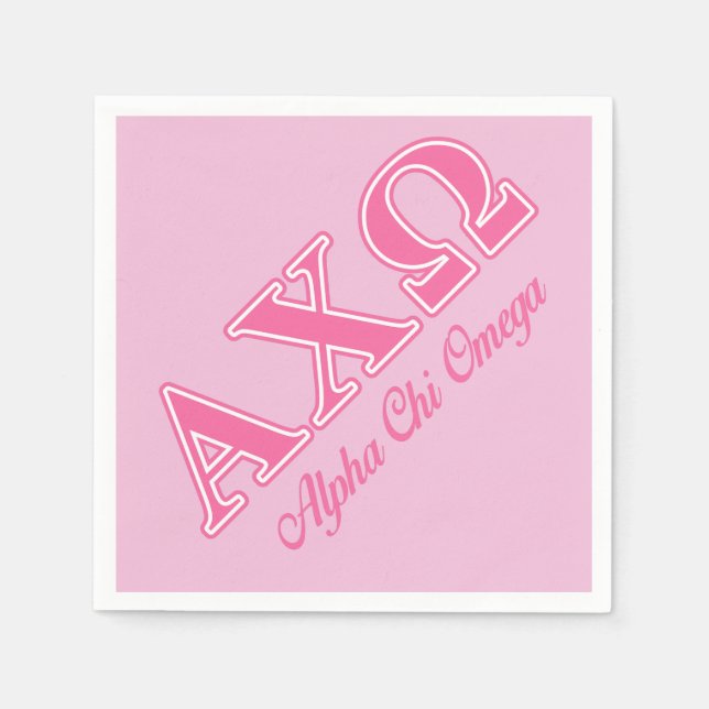 Alphi Chi Omega Pink Letters Paper Napkins (Front)