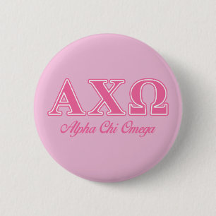 Alphi Chi Omega Pink Letters Pinback Button