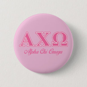 Alphi Chi Omega Pink Letters Pinback Button