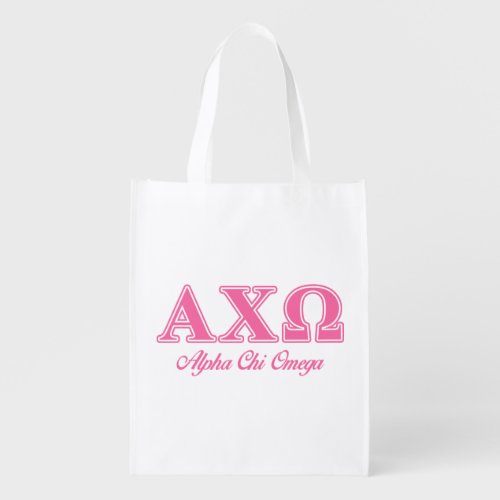 Alphi Chi Omega Pink Letters Reusable Grocery Bag