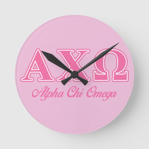 Alphi Chi Omega Pink Letters Round Clock