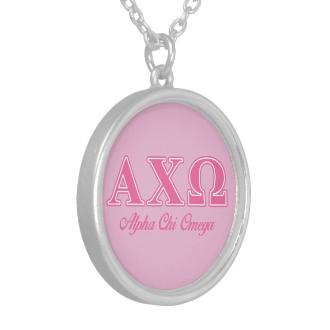 Alphi Chi Omega Pink Letters Silver Plated Necklace Zazzle - Main Image