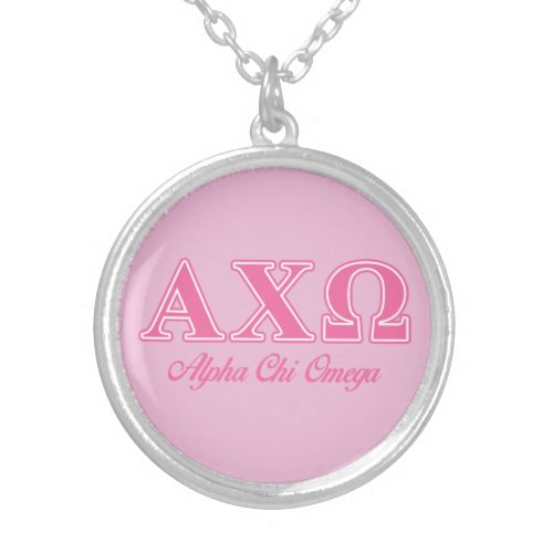 Alphi Chi Omega Pink Letters Silver Plated Necklace