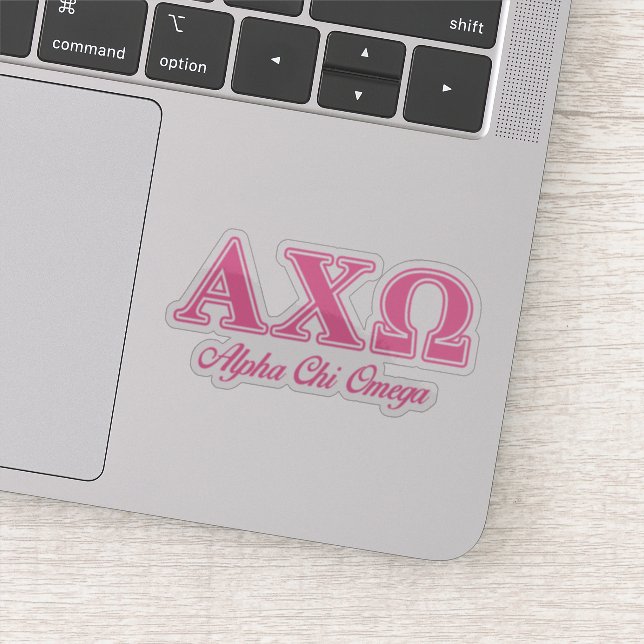 Alphi Chi Omega Pink Letters Sticker (Detail)