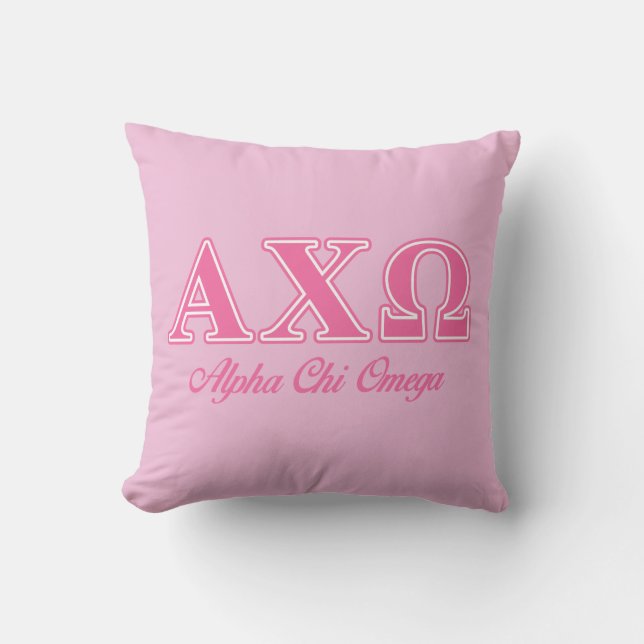 Alphi Chi Omega Pink Letters Throw Pillow (Front)