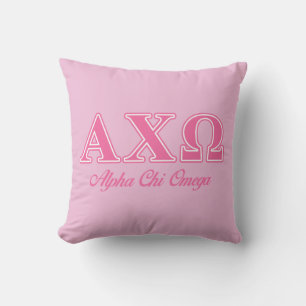 Alphi Chi Omega Pink Letters Throw Pillow