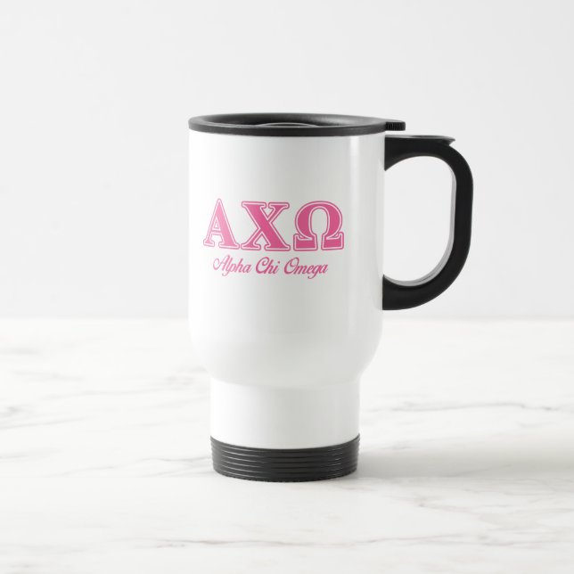 Alphi Chi Omega Pink Letters Travel Mug (Right)