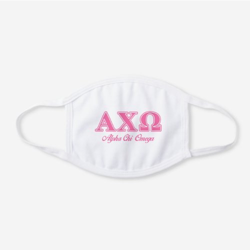 Alphi Chi Omega Pink Letters White Cotton Face Mask