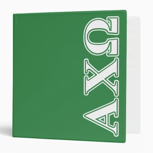 Alphi Chi Omega White and Green Letters Binder