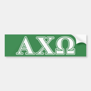 Alphi Chi Omega White and Green Letters Bumper Sticker