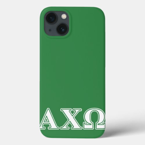 Alphi Chi Omega White and Green Letters iPhone 13 Case