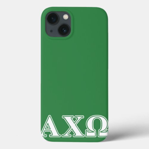 Alphi Chi Omega White and Green Letters iPhone 13 Case