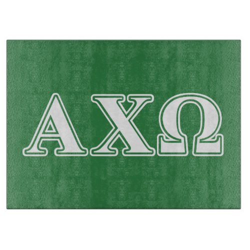Alphi Chi Omega White and Green Letters Cutting Board