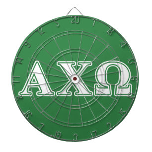 Alphi Chi Omega White and Green Letters Dartboard