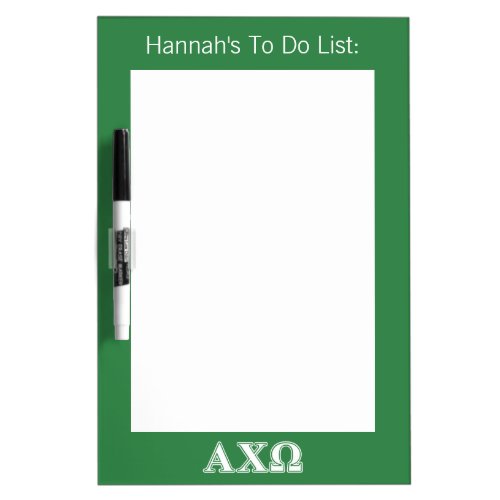 Alphi Chi Omega White and Green Letters Dry_Erase Board