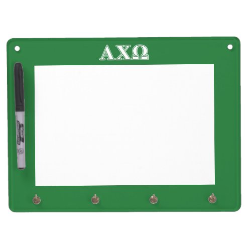 Alphi Chi Omega White and Green Letters Dry Erase Board With Keychain Holder