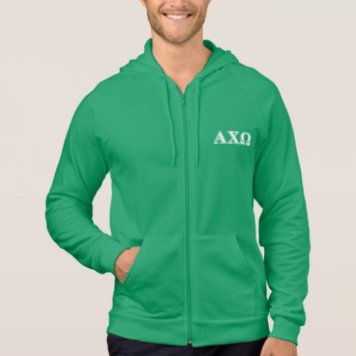 Alphi Chi Omega White and Green Letters Hoodie