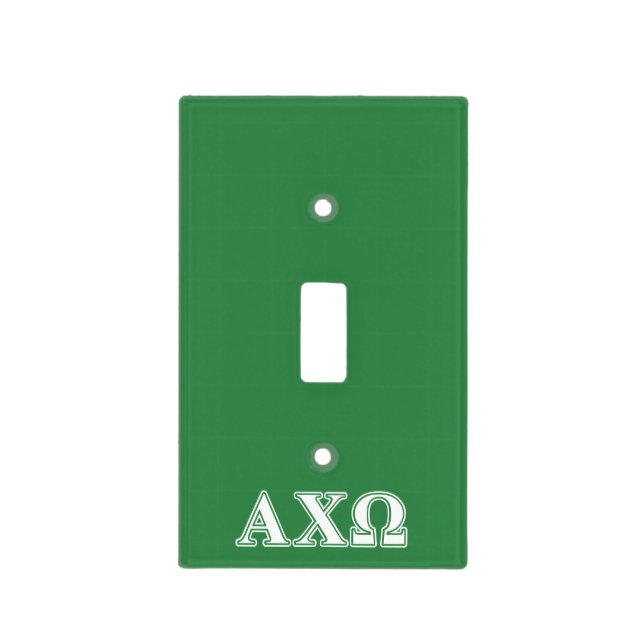 Alphi Chi Omega White and Green Letters Light Switch Cover (Front)
