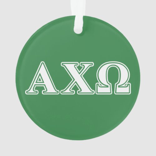 Alphi Chi Omega White and Green Letters Ornament