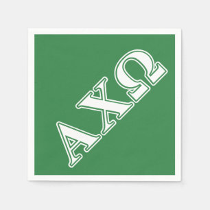 Alphi Chi Omega White and Green Letters Paper Napkins