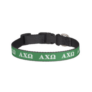 Alphi Chi Omega White and Green Letters Pet Collar