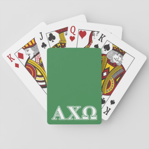 Alphi Chi Omega White and Green Letters Playing Cards