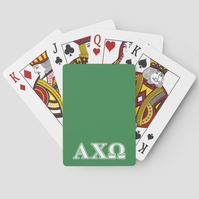 Alphi Chi Omega White and Green Letters Poker Cards (Back)