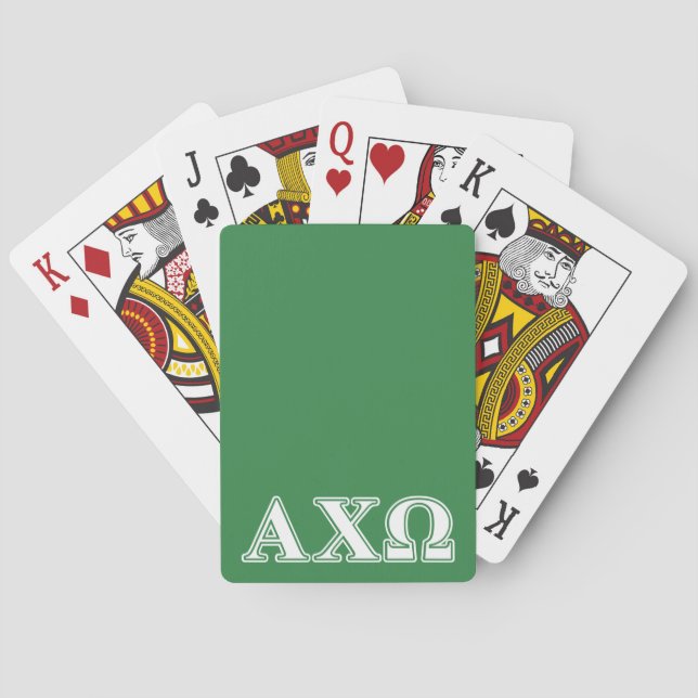 Alphi Chi Omega White and Green Letters Poker Cards (Back)