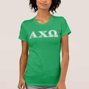 Alphi Chi Omega White and Green Letters T-Shirt