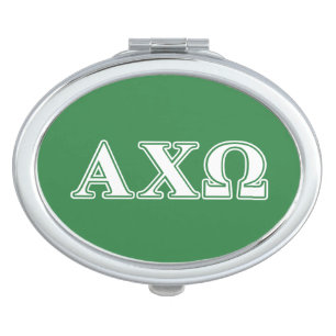 Alphi Chi Omega White and Green Letters Vanity Mirror