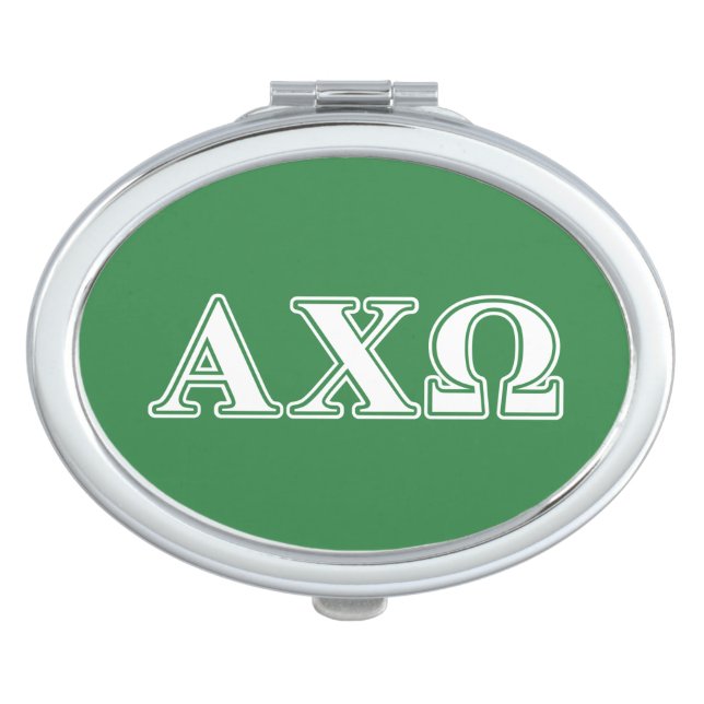 Alphi Chi Omega White and Green Letters Vanity Mirror (Front)