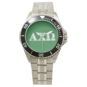 Alphi Chi Omega White and Green Letters Watch