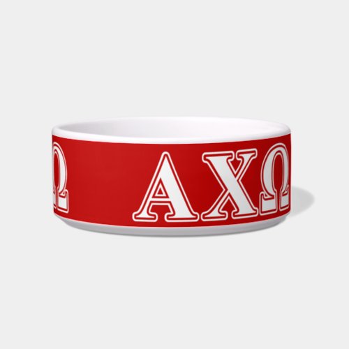 Alphi Chi Omega White and Red Letters Bowl